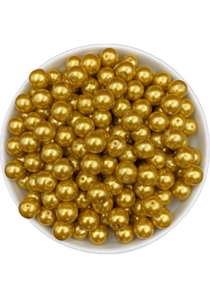 12MM Sarı Renk Cam Inci Boncuk, Takı Aksesuar Yapım Boncuğu (50GR,-23ADET )