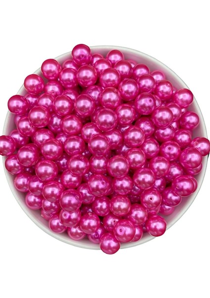 12MM Fuşya Renk Cam Inci Boncuk, Takı Aksesuar Yapım Boncuğu (50GR,-23ADET )