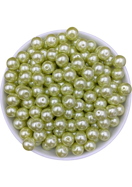 12MM Açık Yeşil Renk Cam Inci Boncuk, Takı Aksesuar Yapım Boncuğu (50GR,-23ADET )