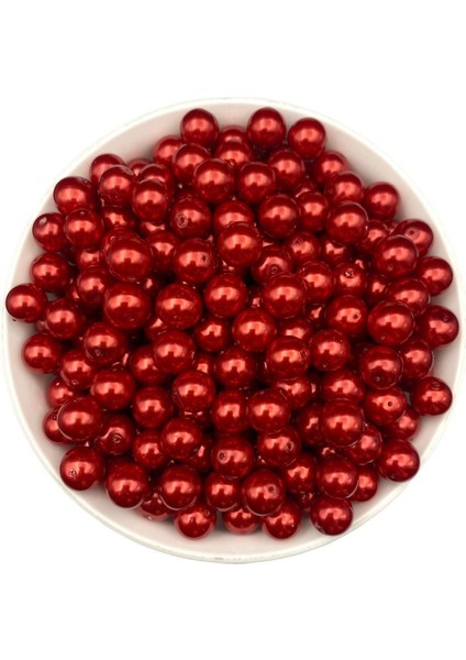 10MM Kırmızı Cam Inci Boncuk, Takı Aksesuar Yapım Boncuğu (50GR,-38ADET)
