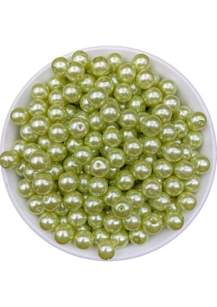 10MM Açık Yeşil Cam Inci Boncuk, Takı Aksesuar Yapım Boncuğu (50GR,-38ADET)