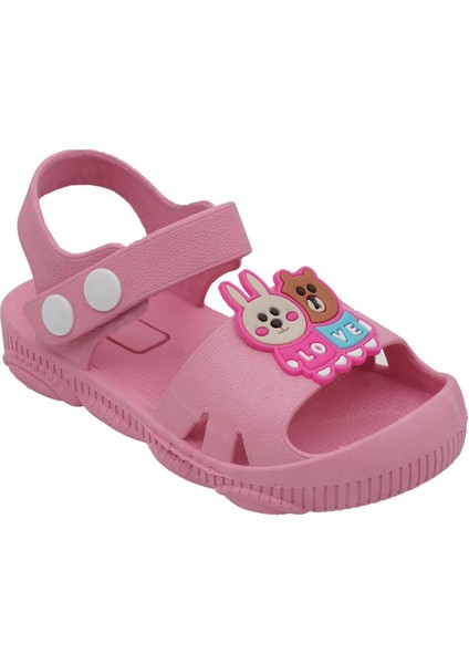 Ortopedik Kaydırmaz Tabanlı Hayvan Figürlü Çocuk Sandalet Terlik Pembe-30