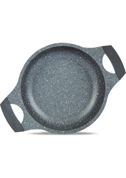 Alüminyum Döküm Granit 22 cm Kapaklı Sahan / Gri