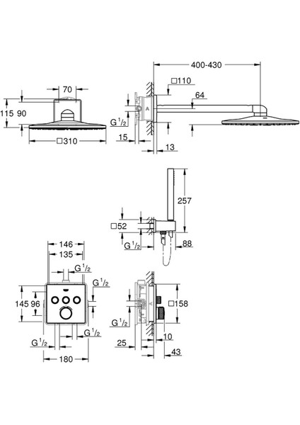 Banyo Batarya Seti Ankastre Termostatik Sc Krom - 34706000