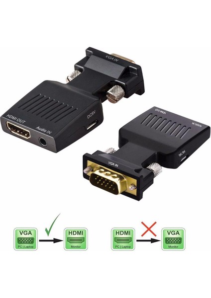 VGA HDMI Çevirici VGA Erkek HDMI Dişi Çevirici Sesli Güç Beslemeli fiyatları