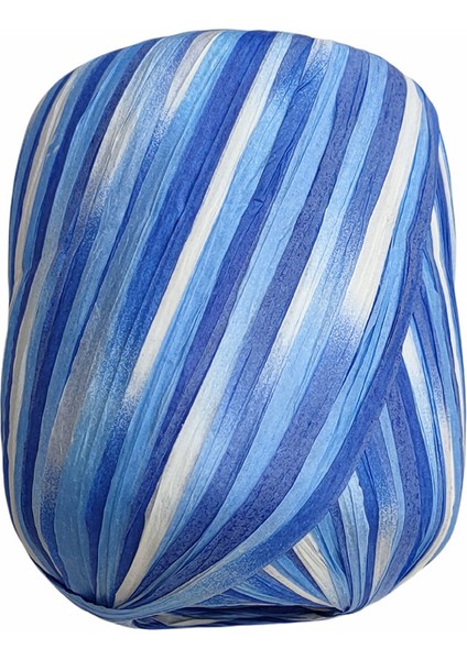 Multicolor Saks Mavi Ebruli Kağıt Rafya Ip - 50 GR-307