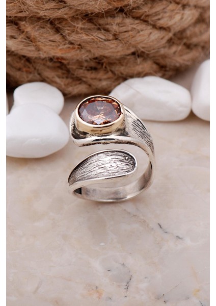 Topaz Taşlı Damla Elişi Gümüş Yüzük 3315