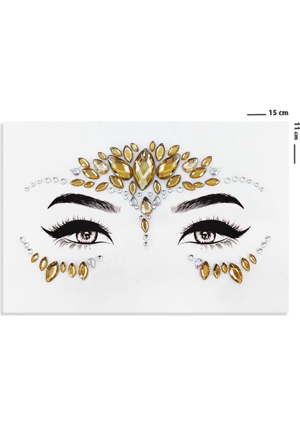 Gold Renkli Kendinden Yapışkanlı Kristal Yüz Taşı Face Sticker fiyatları