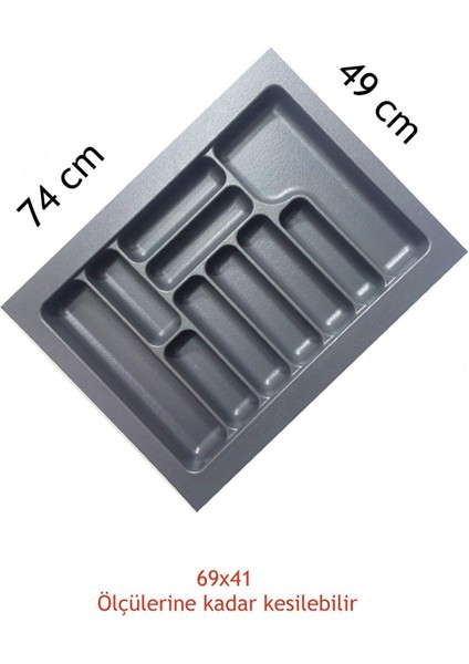 S-2289 Çekmece Içi Plastik Kaşıklık Gri Renk 74X49 cm (10 Göz) S-2289-G