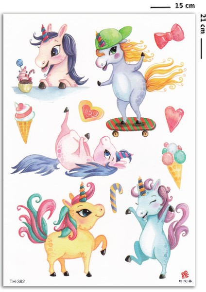 Renkli Unicorn Geçici Çocuk Dövmesi Unicorn Tattoo fiyatları