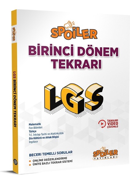 8. Sınıf LGS Tüm Dersler 1. Dönem Tekrarı (Ciltli)