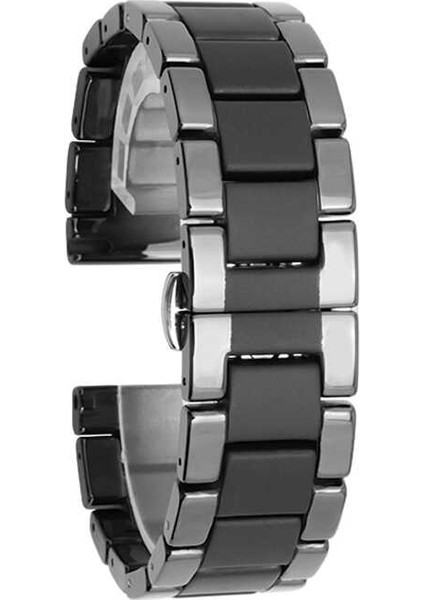 Huawei Watch Gt3 42MM Elegant Edition Uyumlu 20MM Mat Seramik Metal Kordon Parlak Siyah