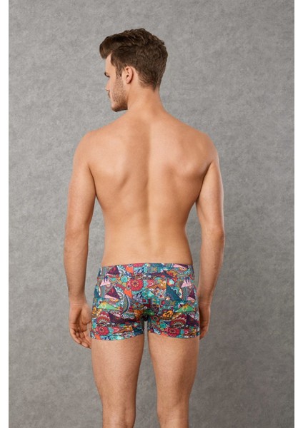 1807 Erkek Modal Çok Renkli Baskılı Torbalı Normal Paça Boxer