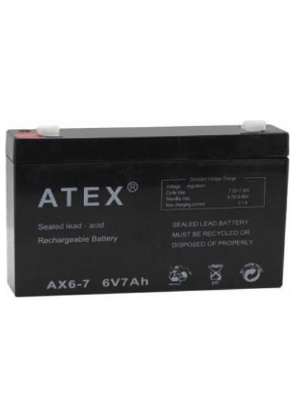 Akü 6v 7a (15x9.2x3.3cm) Atex