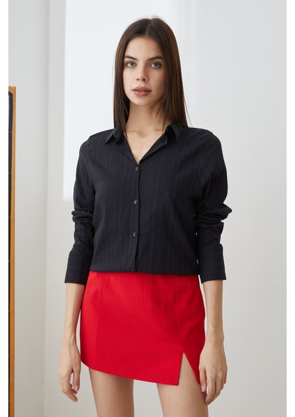 Klasik Gömlek-Lime Moda Çizgili