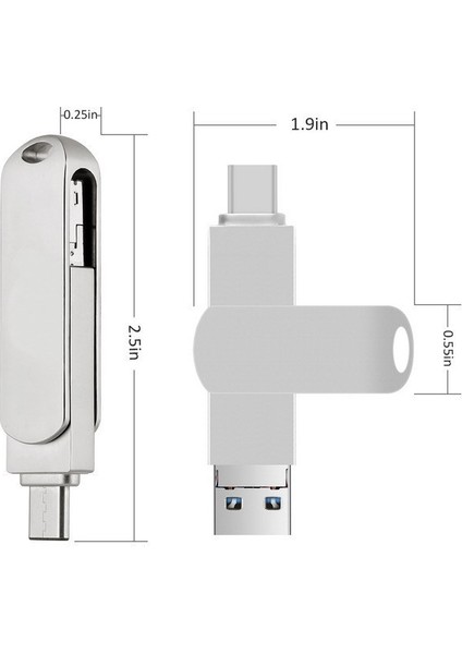 16GB 3'ü 1 Arada Döner Metal U-Disk (Yurt Dışından)