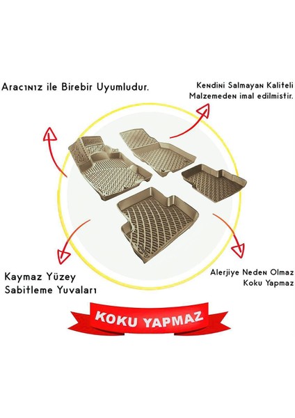 Audi A3 2012-2020 Paspas Bej 3D Havuzlu