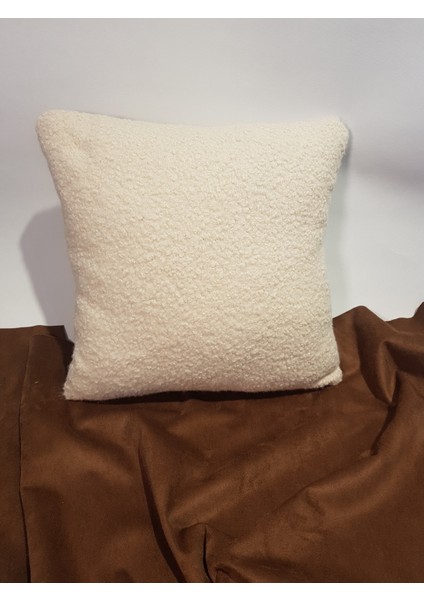 Özel Tasarım Krem Rengi Teddy Buklet Kırlent Kılıfı