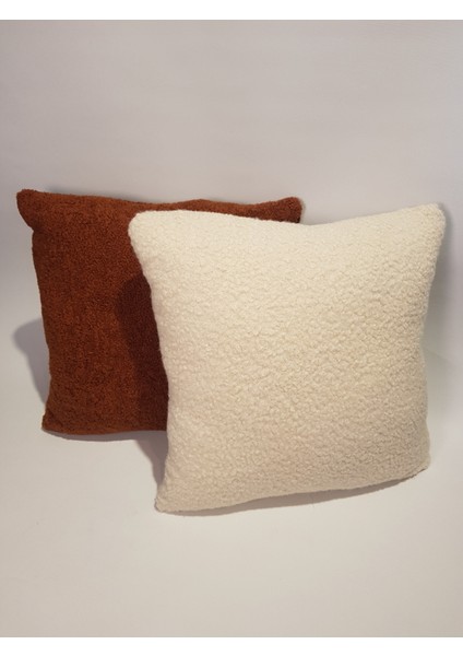 Özel Tasarım Krem Rengi Teddy Buklet Kırlent Kılıfı modelleri