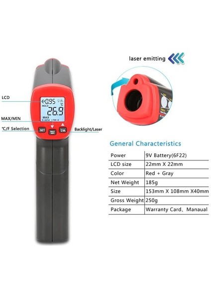 Unı-T UT300S Infrared Termometre - Kızılötesi Temassız Sıcaklık Ölçer