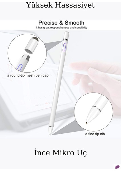 Apple iPad 5 Air Uyumlu Dokunmatik Ekran Kalemi Yazı ve Çizim Için Stylus Pen