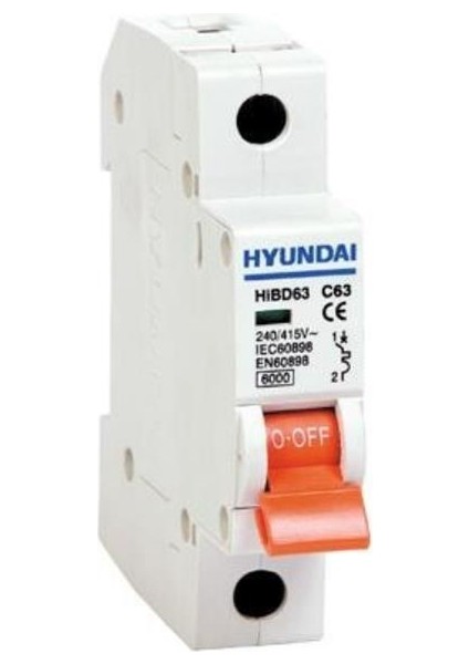 Hyundaı HIBD-63E1P/50-C 1p 50A 1 Kutuplu,3 Ka Kesme Kapasiteli,c Tipi Otomatik Sigorta