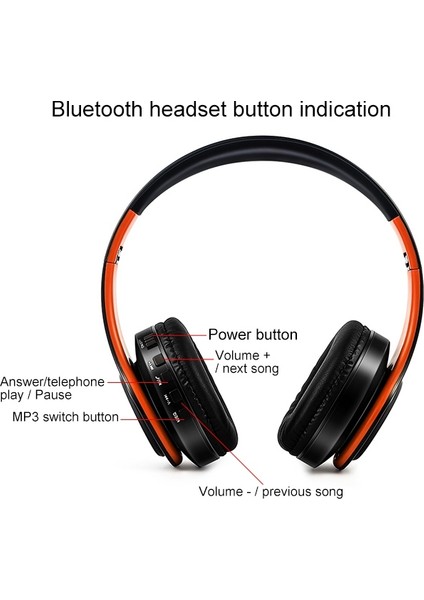 LPT660 Katlanır Bluetooth Kulaklık - Turuncu (Yurt Dışından)