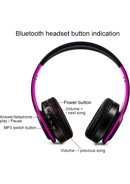 LPT660 Katlanır Bluetooth Kulaklık  - Pembe (Yurt Dışından)