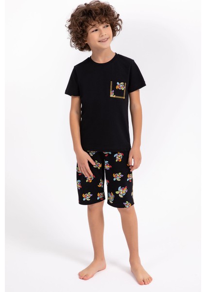 Love Turtles Siyah Erkek Çocuk Bermuda Takım fırsatları
