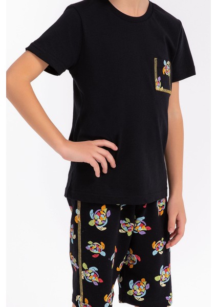 Love Turtles Siyah Erkek Çocuk Bermuda Takım indirimleri