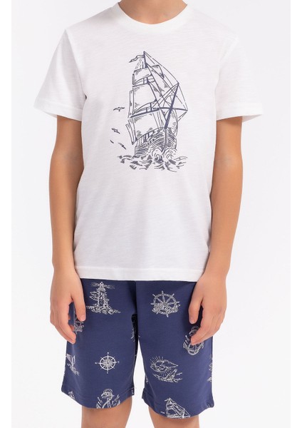 Sailor Krem Lacivert Erkek Çocuk Bermuda Takım fırsatları
