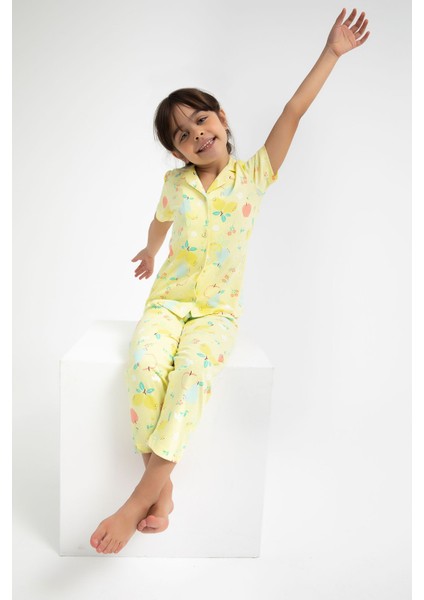 Fruits Açık Sarı Kız Çocuk Gömlek Pijama Takımı fiyatları