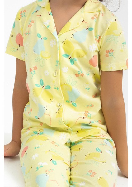 Fruits Açık Sarı Kız Çocuk Gömlek Pijama Takımı modelleri