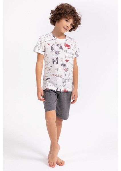 World Krem Erkek Çocuk Bermuda Takım