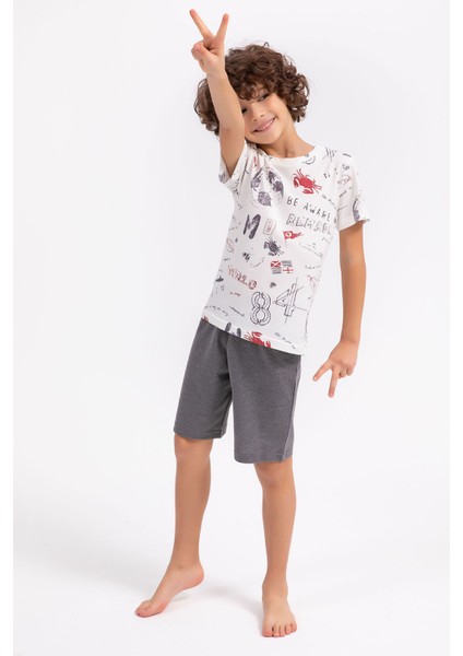 World Krem Erkek Çocuk Bermuda Takım modelleri