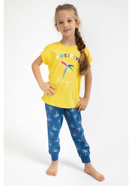 Positive Stay Sarı Kız Çocuk Pijama Takımı