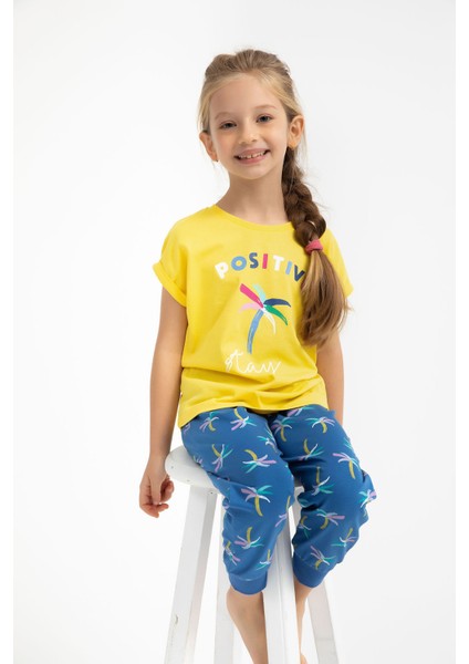 Positive Stay Sarı Kız Çocuk Pijama Takımı modelleri