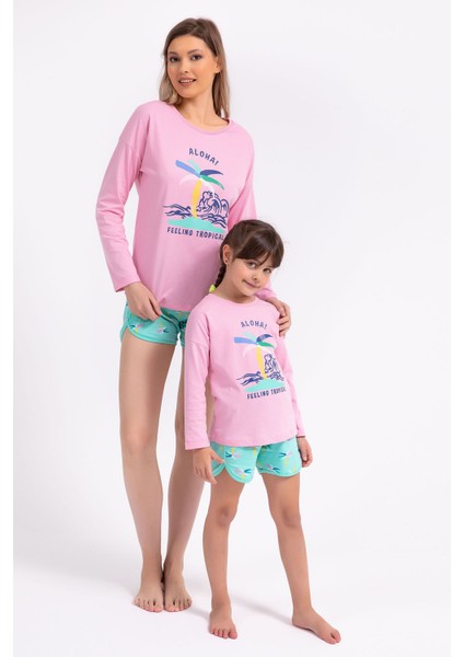 Feeling Tropical Pembe Kız Çocuk Uzun Kol Şort Takım fiyatları
