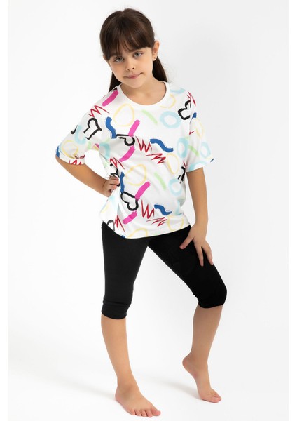 Be You Always Krem Kız Çocuk Kapri Tayt Takım