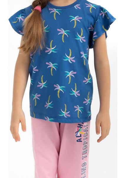 Feeling Tropical Cobalt Mavi Kız Çocuk Kapri Takım modelleri