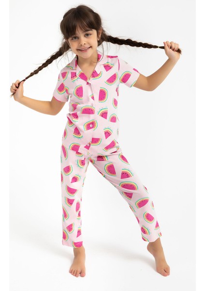 Watermelon Açık Pembe Kız Çocuk Gömlek Pijama Takımı