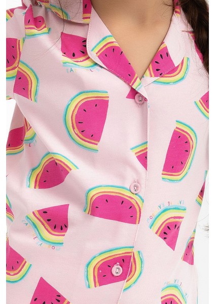Watermelon Açık Pembe Kız Çocuk Gömlek Pijama Takımı modelleri