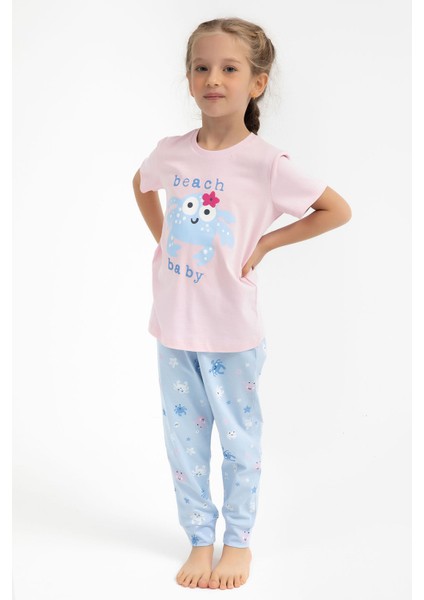 Beach Baby Açık Pembe Kız Çocuk Pijama Takımı