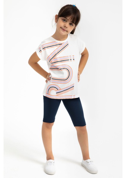 Run Krem Kız Çocuk Bermuda Tayt Takım