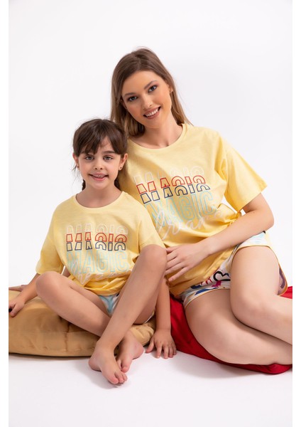 Magic Dream Açık Sarı Kız Çocuk Şort Takım