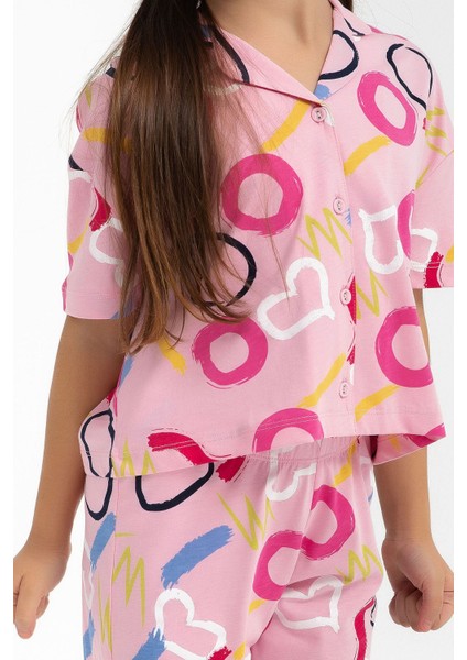 Rolyply Love Pembe Kız Çocuk Gömlek Pijama Takımı