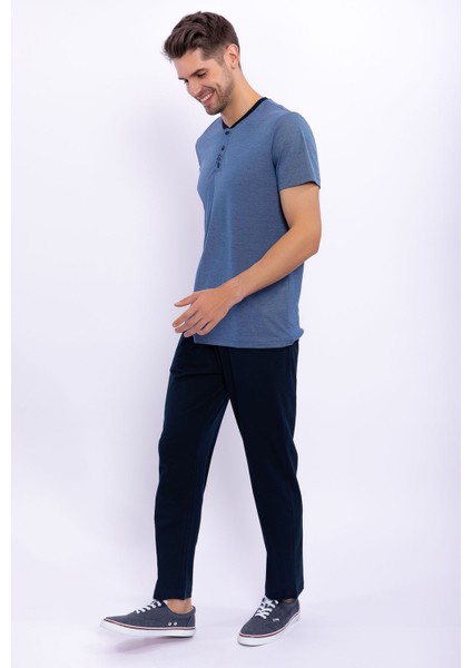 Düğmeli Navy Erkek Pijama Takımı fiyatları