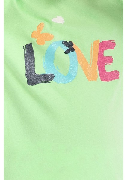 Love Mint Yeşili Kız Çocuk Pijama Takımı