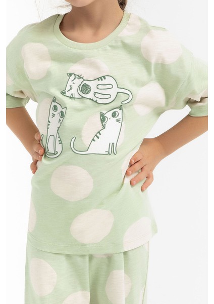 Cats Su Yeşili Kız Çocuk Pijama Takımı fırsatları