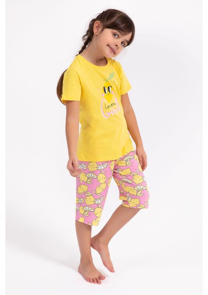 Lemon Girl Sarı Kız Çocuk Kapri Takım